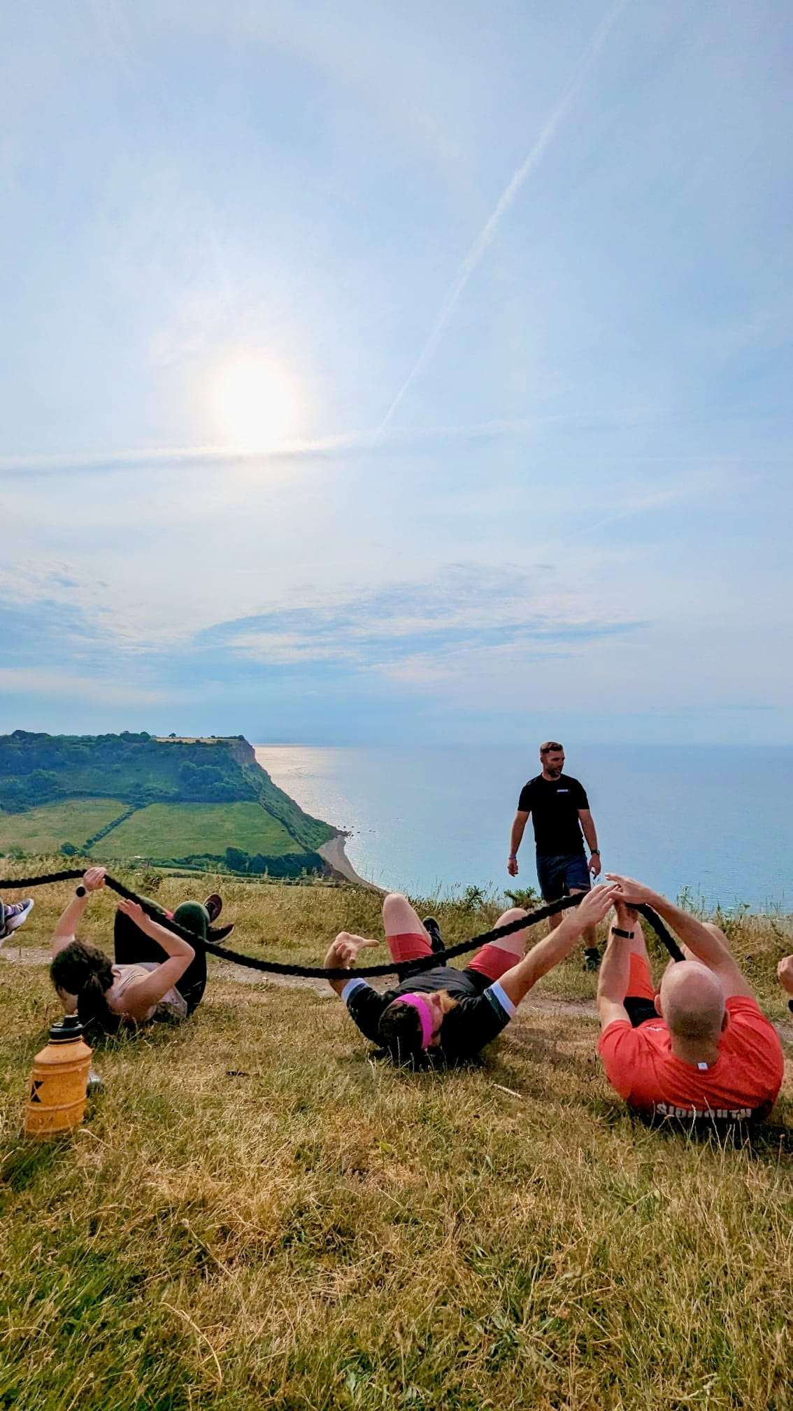 Rhys and the crew on Salcombe Hill.